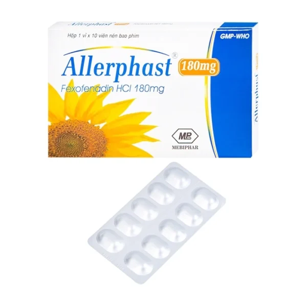 Allerphast 180mg Mebiphar 1 vỉ x 10 viên - Trị viêm mũi dị ứng