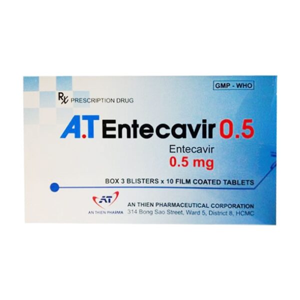 A.T Entecavir 0.5mg, Hộp 3 vỉ x 10 viên