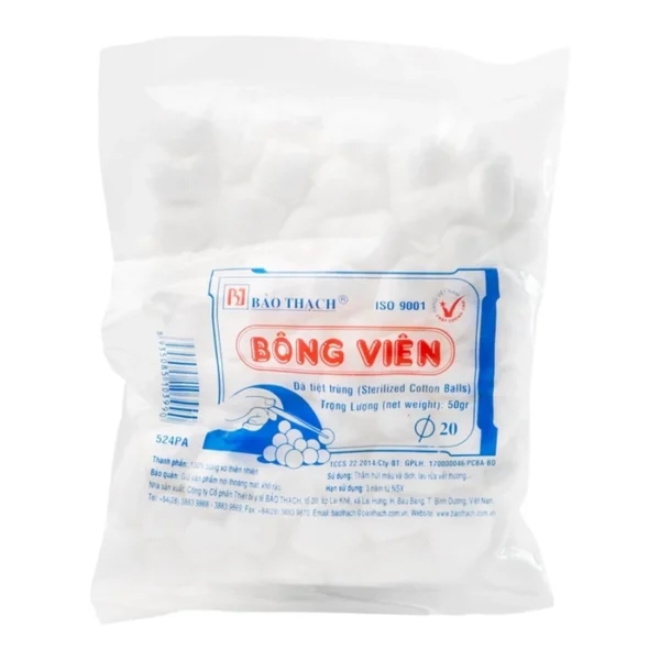 Bông viên Bảo Thạch 50g - Làm sạch vết thương, thấm máu và dịch tiết