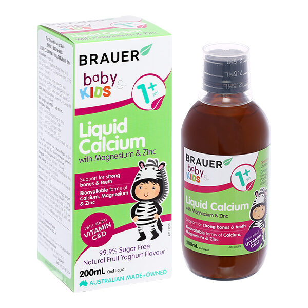 Siro Brauer Liquid Calcium with Magnesium & Zinc hỗ trợ xương và răng