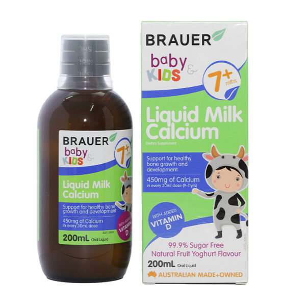 Siro Brauer Liquid Milk Calcium hỗ trợ phát triển xương cho bé