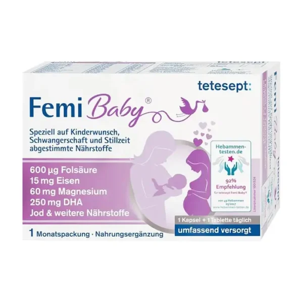 Femi Baby Tetesept 6 vỉ x 10 viên - Bổ sung vitamin tổng hợp cho bà bầu