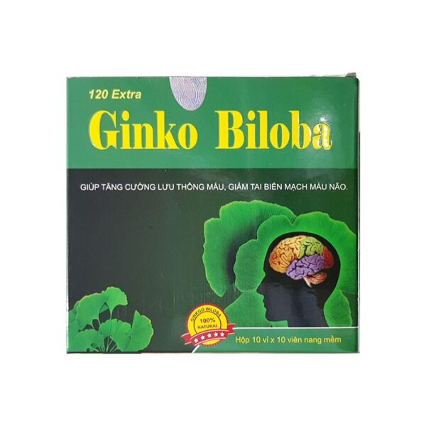 Tpbvsk bổ não Ginko Biloba 120mg Extra Vinaphar , Hộp 100 viên