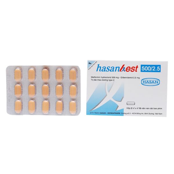 Hasanbest 500mg/2.5mg, Hộp 30 viên