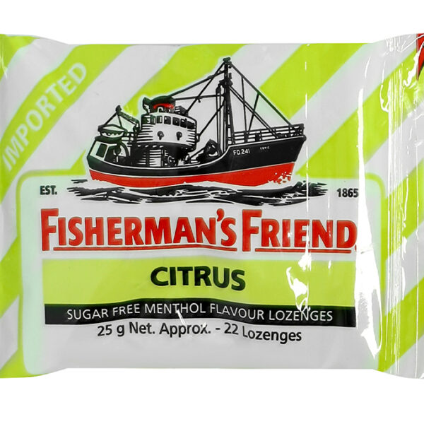 Kẹo cay Con Tàu Fisherman's Friend không đường vị cam chanh và menthol