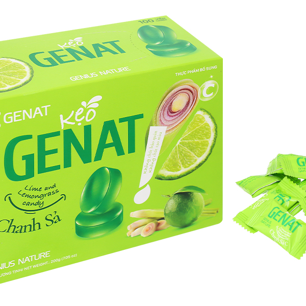 Kẹo ngậm Genat Lime and Lemongrass candy Chanh Sả