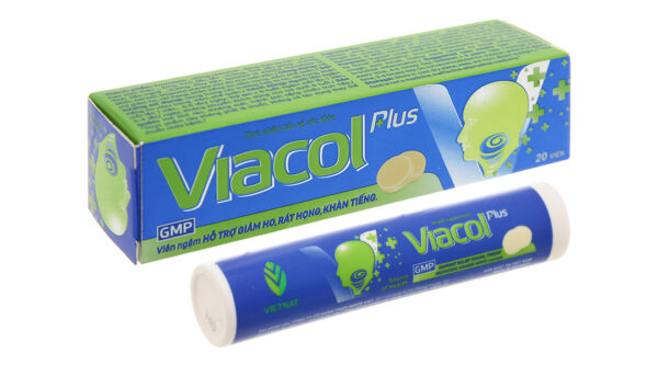 Viên ngậm Viacol Plus hỗ trợ giảm ho, đau rát họng