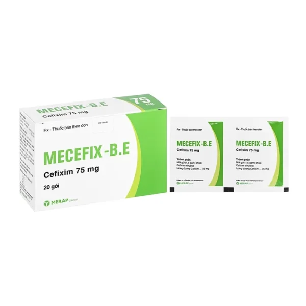 Mecefix-B.E 75mg 20 gói x 1.5g - Cốm pha hỗn dịch uống trị nhiễm khuẩn