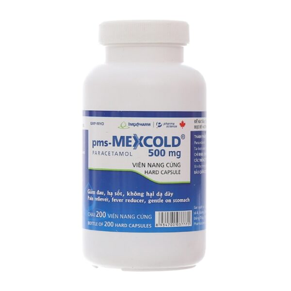 Thuốc giảm đau Imexpharm Mexcold 500mg, Chai 200 viên