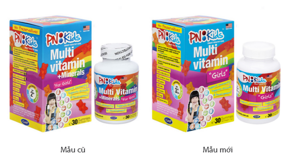 Kẹo dẻo PN Kids Multi Vitamin + Minerals bổ sung vitamin cho bé gái