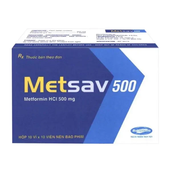 SaviPharma Metsav 500, Hộp 100 Viên
