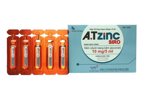 Siro bổ sung kẽm A.T ZinC 10mg/5ml, Hộp 30 ống