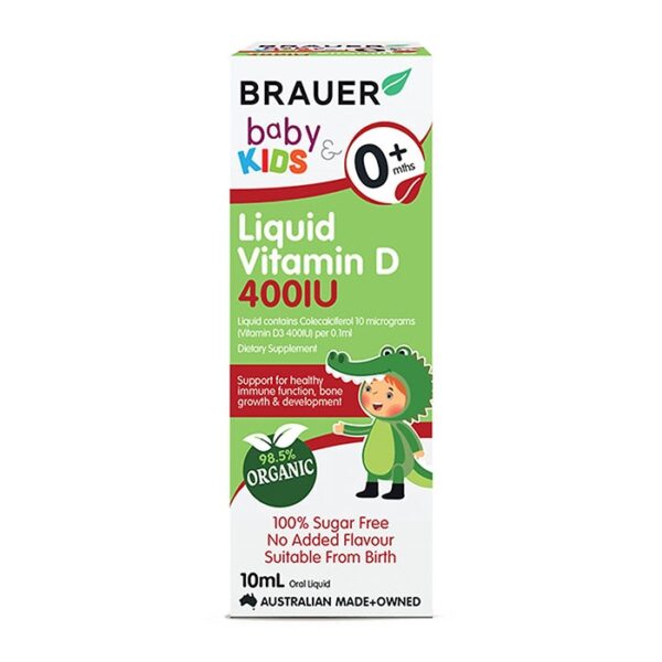 Siro bổ sung Vitamin D Brauer Baby and Kids Liquid Vitamin D 400IU 10ml