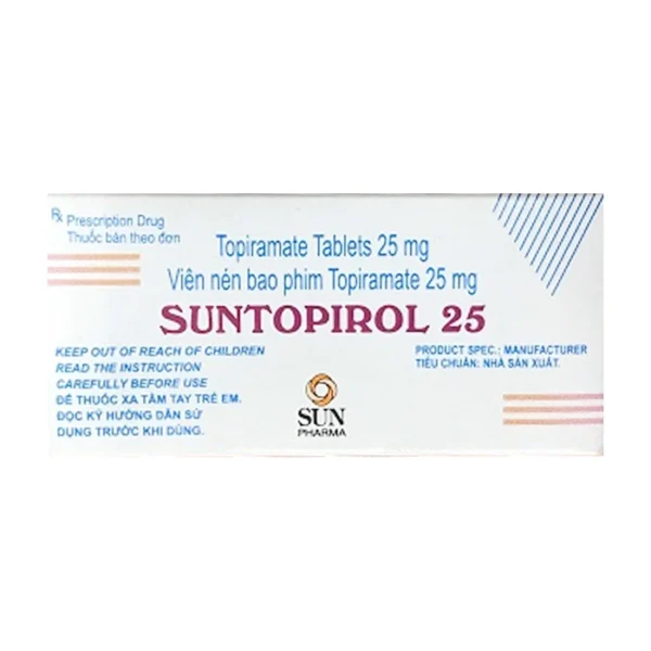 Suntopirol 25mg Sun Pharma 5 vỉ x 10 viên - Trị bệnh động kinh