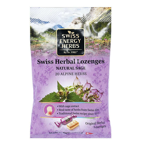 Kẹo Swiss Herbal Lozenges Natural Sage dịu ho, giảm rát họng