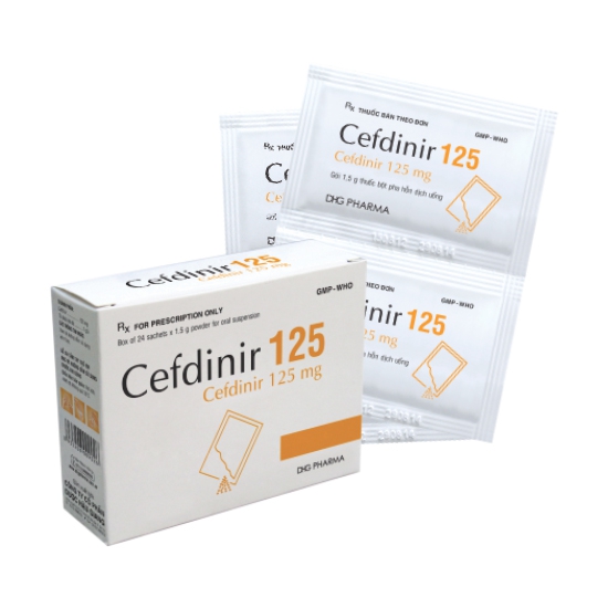 Thuốc Cefdinir 125mg DHG, Hộp 24 gói