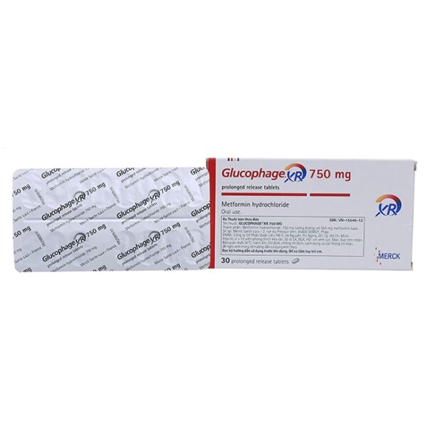 Thuốc tiểu đường type II Glucophage XR 750mg, Hộp 30 viên