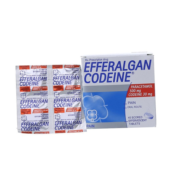 Thuốc giảm đau hạ sốt Efferalgan codein 30 mg, Paracetamol 500mg, Hộp 40 viên sủi