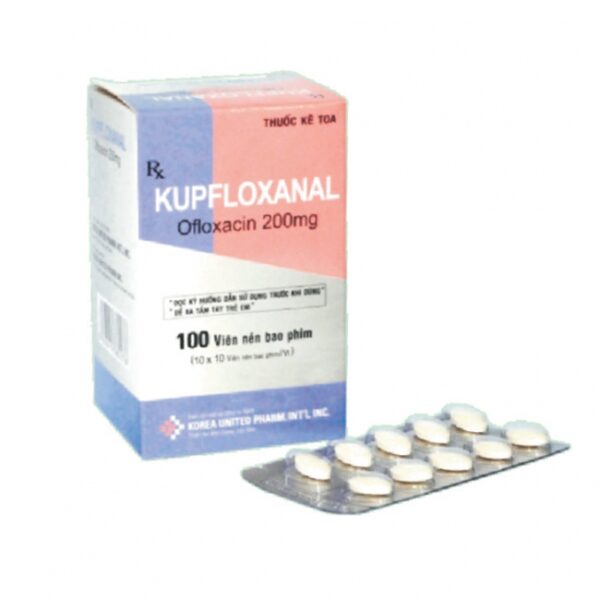 Thuốc kháng sinh Kupfloxanal 200mg, Ofloxacin 200mg, Hộp 100 viên