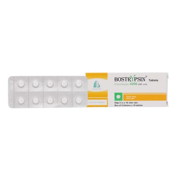 Bostrypsin Boston, Hộp 5 vỉ x 10 viên