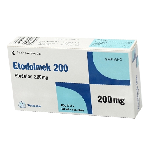 Thuốc trị gout Etodolmek 200 - Etodolac 200mg, Hộp 3 vỉ x 10 viên