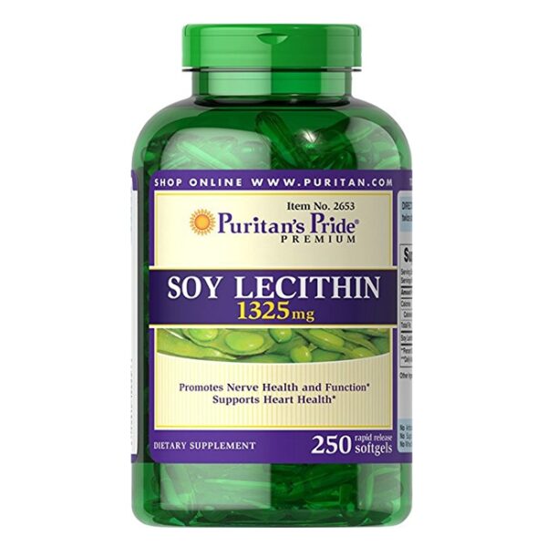 Tinh chất mầm đậu nành Puritan's Pride Soy Lecithin 1325 mg - Chai 250 Softgels