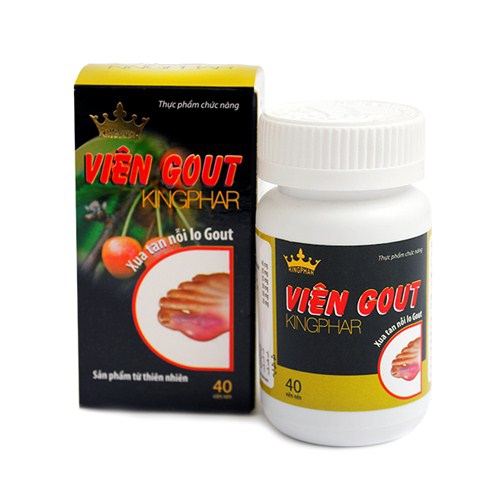 Viên Gout Kingphar giúp tăng cường đào thải Acid Uric, Hộp 40 viên