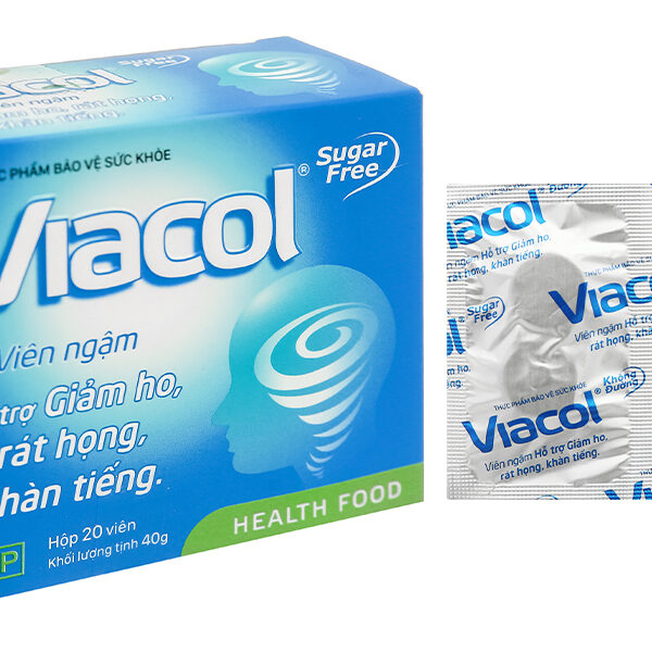 Viên ngậm Viacol không đường hỗ trợ giảm ho, đau rát họng
