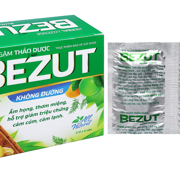 Viên ngậm Bezut không đường hỗ trợ giảm cảm cúm