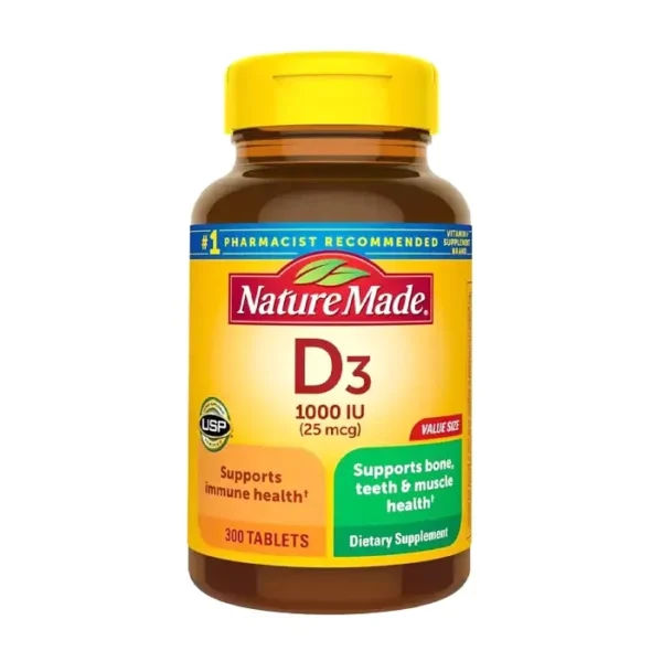 D3 1000 IU 25mcg Nature Made 300 viên - Viên uống bổ sung Vitamin D3