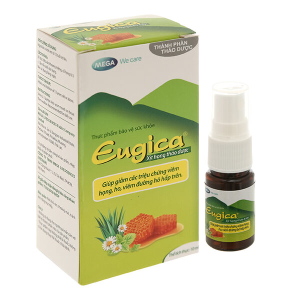 Xịt họng thảo dược Eugica hỗ trợ giảm ho, đau rát họng