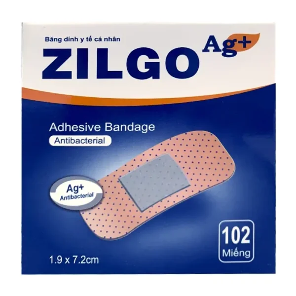 Zilgo Ag+ Adhesive Bandage 102 miếng - Băng cá nhân ion bạc kháng khuẩn